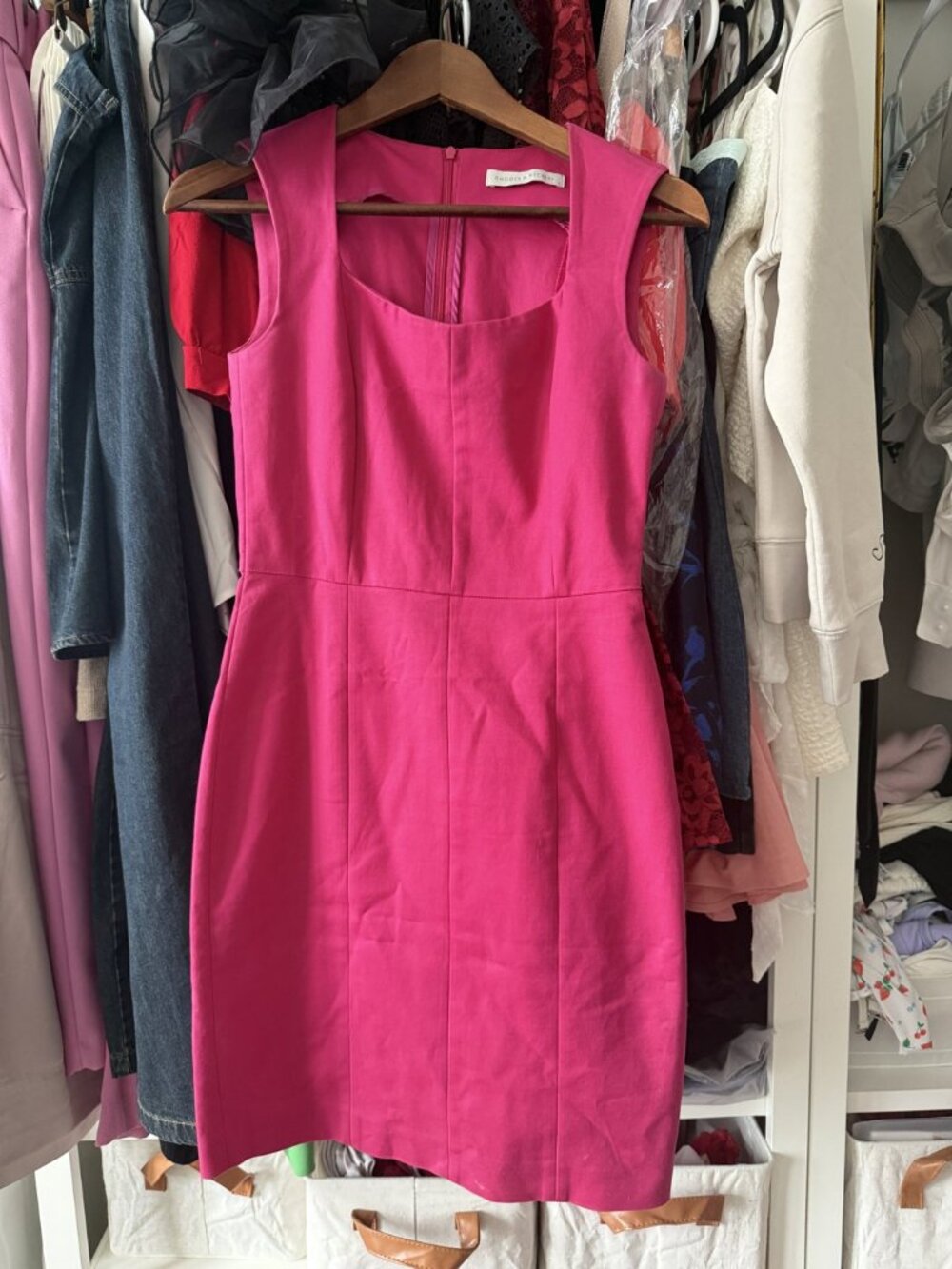 Rhodes & Beckett Melenie Sheath Dress Hot Pink AU 4 / US 0 Cotton